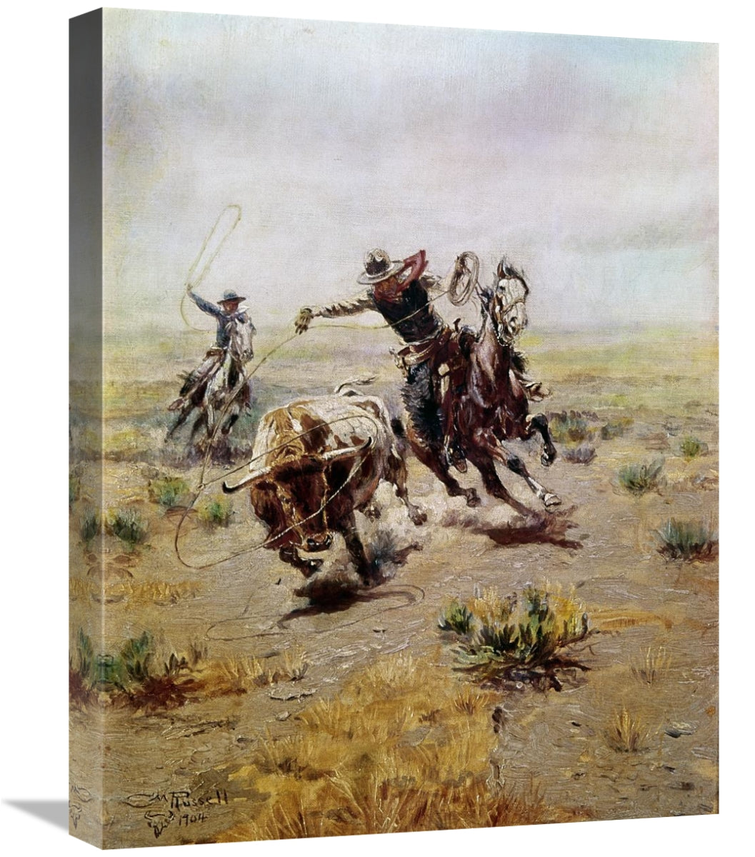 Global Gallery GCS-279971-22-142 22 in. Cowboy Roping a Steer Art Prin