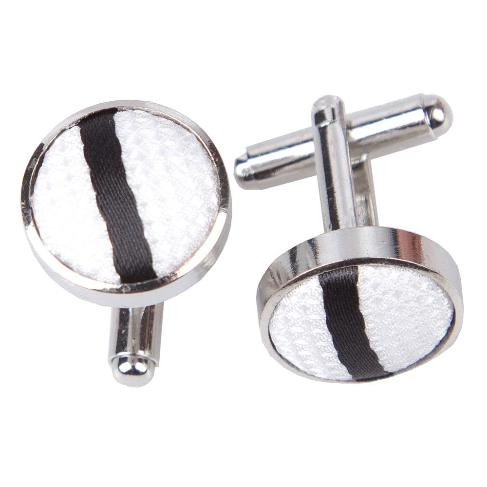 Single Stripe Cufflinks - White & Black